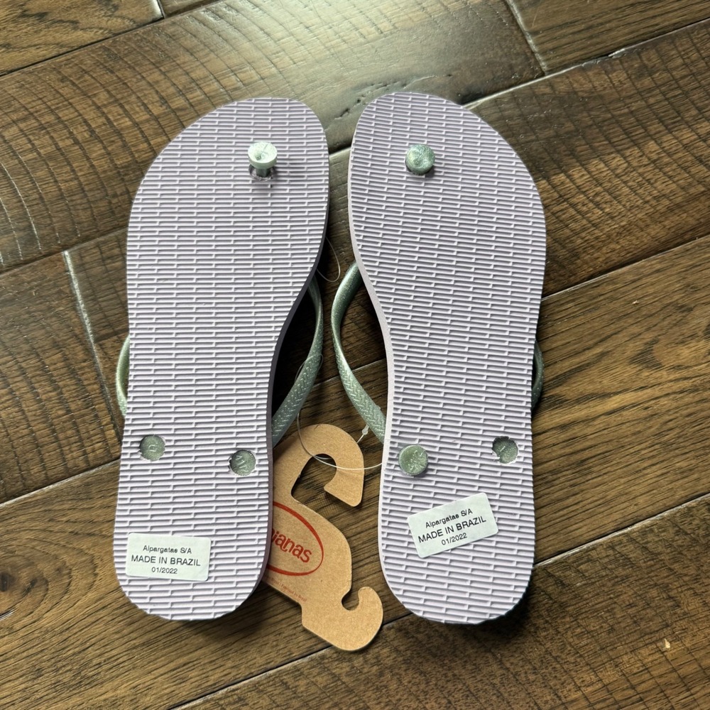Havaianas Slim Glitter Sunset Flip Flops Quiet Lilac Purple Womens 11/12 4146766 - Picture 2 of 3